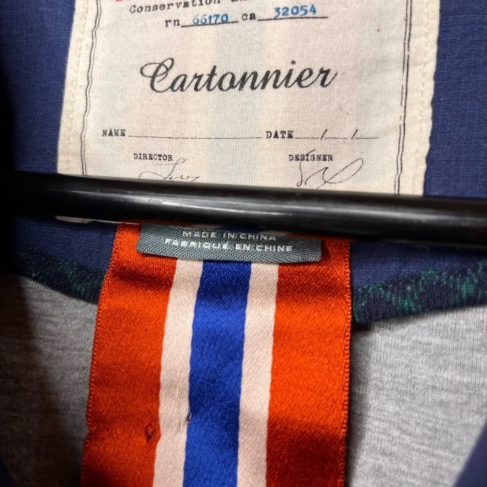 ANTHROPOLOGIE CARTONNIER Navy Blue Brown Toggle Hooded Cadet Coat Zip Jacket S